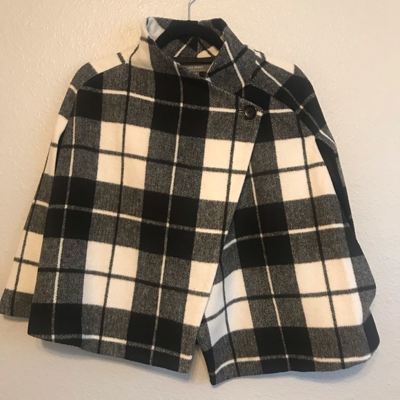 Lisa Rinna Collection Jackets & Blazers - Lisa Rinna Collection Black & White Plaid Cape